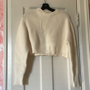 Zara cropped white sweater; NWOT: size Medium